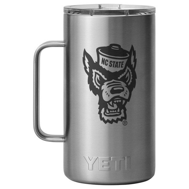 Yeti Rambler 24oz Mug Silver Tuffy Head | Wolfpack Outfitters GOPACK